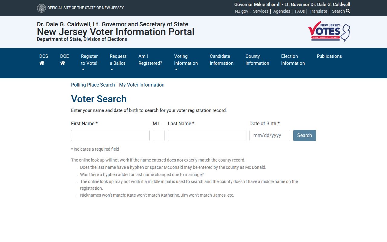 Lacey Township residents directory New Jersey voter registration check
