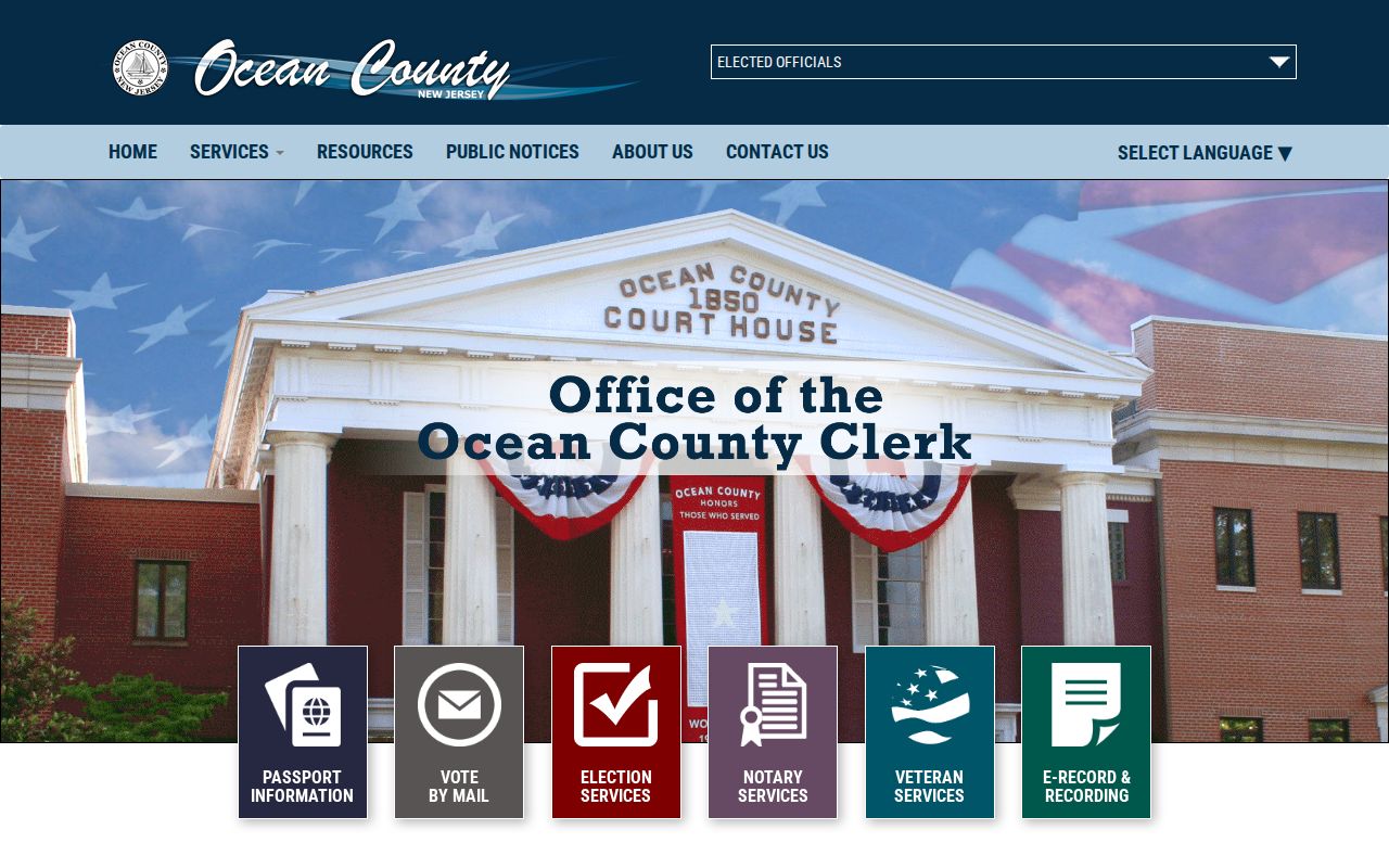 Lacey Township residents directory Ocean County Clerk official records services