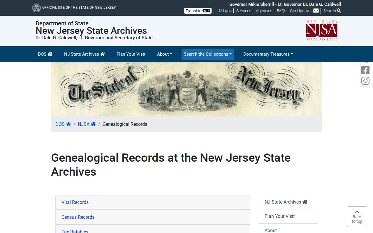 Lacey Township previous residents research at the New Jersey State Archives genealogy collections