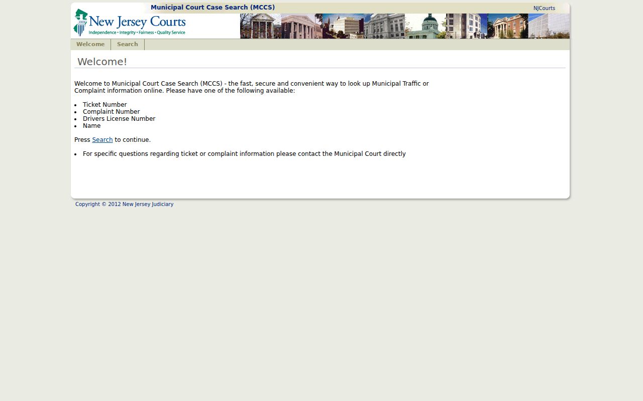 Lacey Township resident lookup through the New Jersey municipal court case search