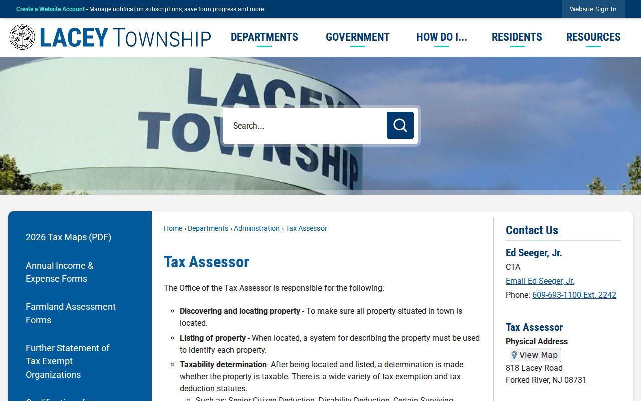 Lacey Township residents directory street directory tax assessor page