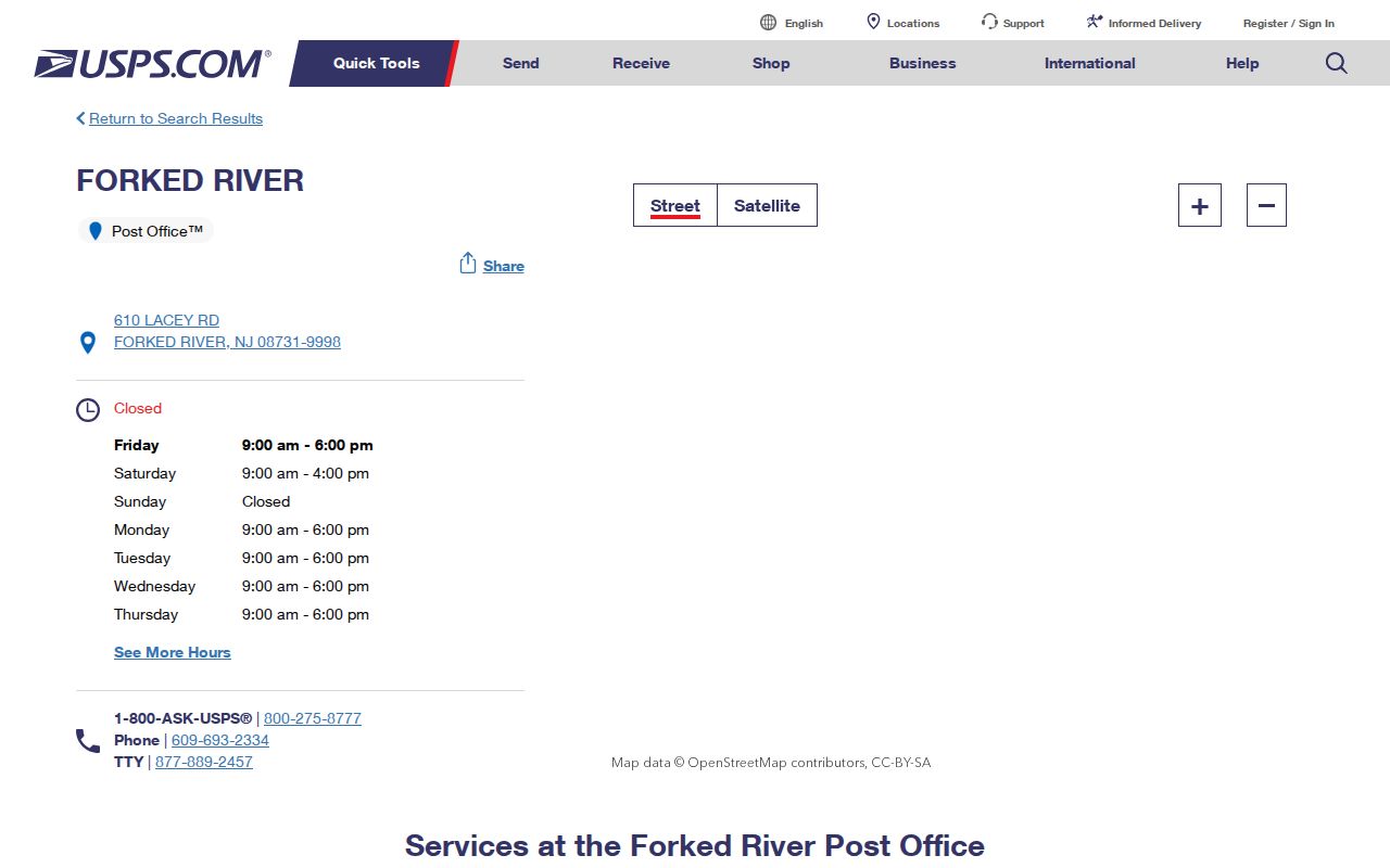Lacey Township ZIP code directory reference for the Forked River 08731 USPS location