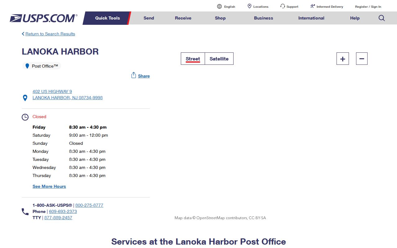 Lacey Township ZIP code directory reference for the Lanoka Harbor 08734 USPS location
